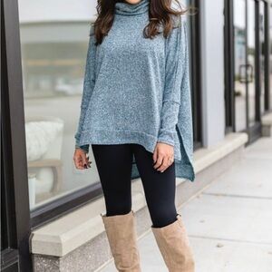 ZENANA Women’s Heather Teal Tunic Top Size XS